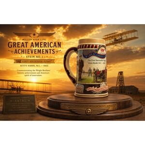 Miller High Life Great American Achievements Stein No 1 Wright Brothers 1986